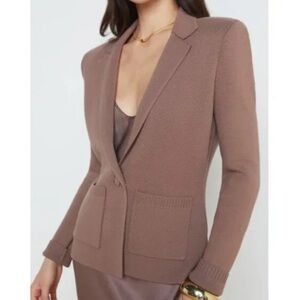 L'AGENCE Lacey Knit Blazer Structure Cardigan Sweater Brown Size XS NEW